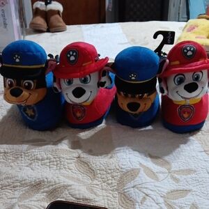 Paw Patrol Plush Light Up Slipper Set - Blue, Red, and Brown